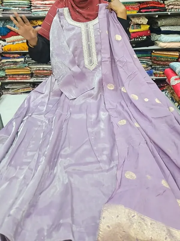 Heavy Handwork Long Anarkali Kurti with Dupatta | KS1228